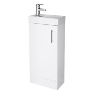 400mm Floor Standing Cabinet & Basin - Gloss White