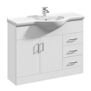 1050mm Basin Unit With Curved Bowl - Gloss White