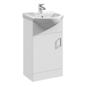 450mm Basin Unit With Curved Bowl - Gloss White