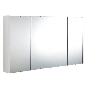 1200mm 4 Door Mirror Cabinet - Gloss White